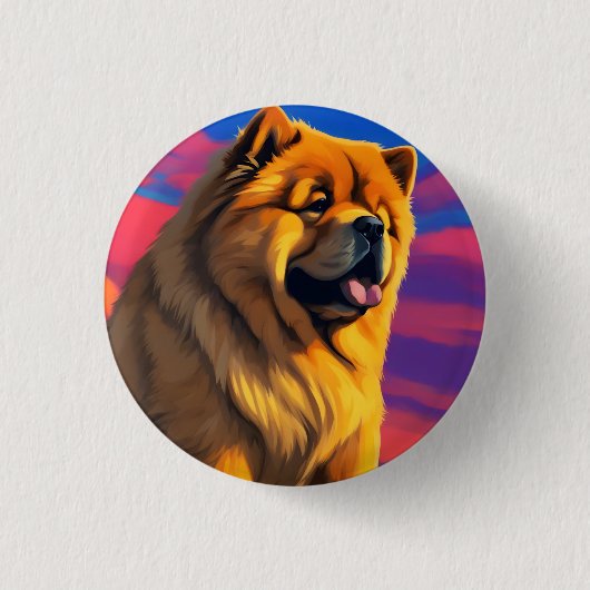 Chow Chow Schilderij Ronde Button 3,2 Cm (Voorkant)