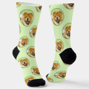 Chow Chow Schilderij Rood Ruw Liefdevol Originele  Sokken
