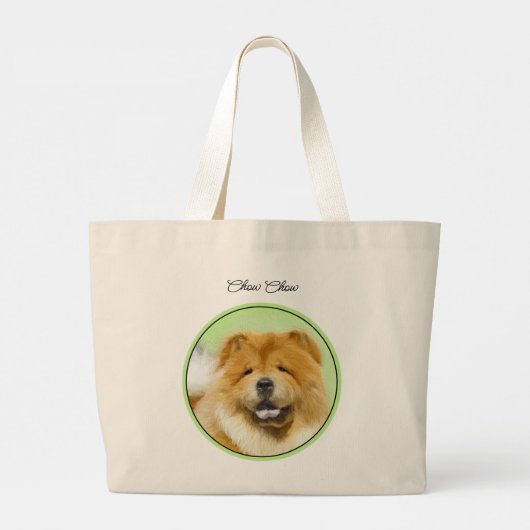 Chow Chow Schilderij Rood Ruw Schattige Originele  Grote Tote Bag (Achterkant)