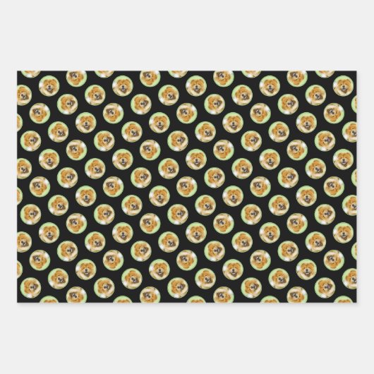 Chow Chow Schilderij Rood Ruw Schattige Originele Inpakpapier Vel (Voorkant 3)