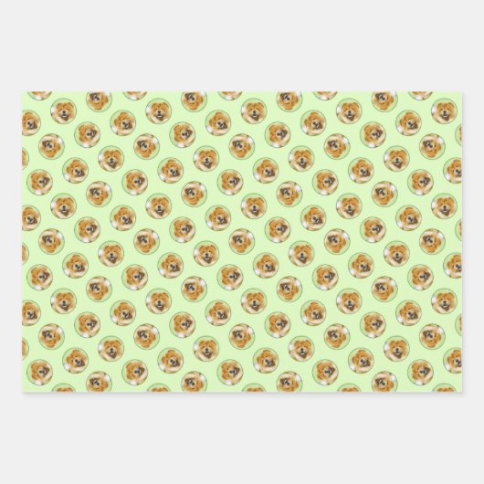 Chow Chow Schilderij Rood Ruw Schattige Originele Inpakpapier Vel (Voorkant)