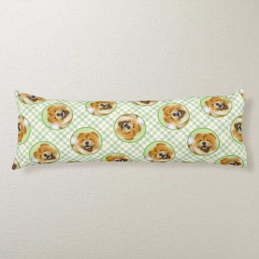 Chow Chow Schilderij Rood Ruw Schattige Originele  Lichaamskussen (Voorkant)