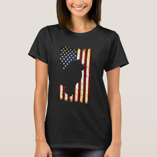 Chow chow Silhouette American Flag 4 juli Cho T-shirt (Voorkant)