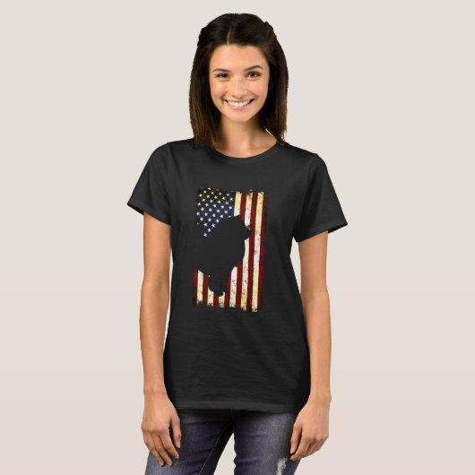 Chow chow Silhouette American Flag 4 juli Cho T-shirt (Voorkant volledig)