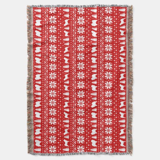 Chow Chow Silhouettes Kersthonden Patroon Rood Deken (Voorkant Verticaal)