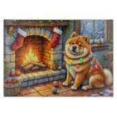 Chow Chow Sitting Fireplace with Christmas Lights Snijplank (Voorkant)