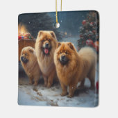 Chow Chow Sneeuw Slede Kerst Decoratie (Links)