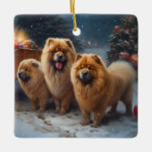 Chow Chow Sneeuw Slede Kerst Decoratie (Voorkant)