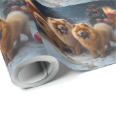 Chow Chow Sneeuw Slede Kerst Decoratie Cadeaupapier (Rol Hoek)
