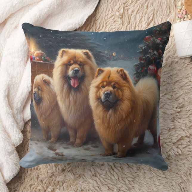 Chow Chow Sneeuw Slede Kerst Decoratie Kussen (Deken)