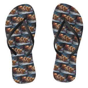 Chow Chow Sneeuw Slede Kerst Decoratie Teenslippers