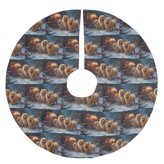 Chow Chow Sneeuw slee Kerst decoratie Kerstboom Rok (Voorkant)
