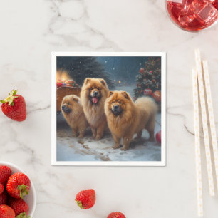 Chow Chow Sneeuw slee Kerst Decoratie   Servet