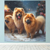 Chow Chow Sneeuw slee Kerstmis decoratie   (Insitu (Houten vloer))