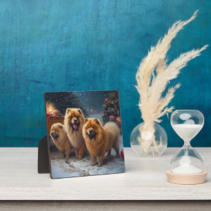 Chow Chow Sneeuw slee Kerstmis decoratie Fotoplaat
