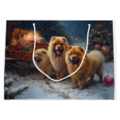 Chow Chow Sneeuw slee Kerstmis decoratie Groot Cadeauzakje (Voorkant)
