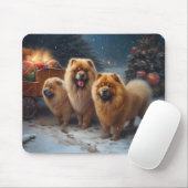 Chow Chow Sneeuw slee Kerstmis decoratie Muismat (Met muis)
