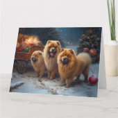 Chow Chow Sneeuwrijke slee Kerstmis decoratie Kaart (Voorkant)