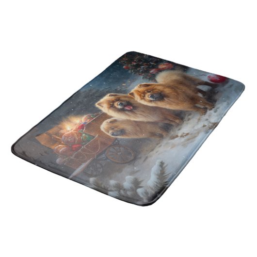 Chow Chow Snowy Sleigh Kerst Decor Badmat (Gekanteld)
