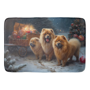 Chow Chow Snowy Sleigh Kerst Decor Badmat