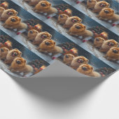 Chow Chow Snowy Sleigh Kerst Decor Cadeaupapier (Hoek)