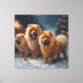 Chow Chow Snowy Sleigh Kerst Decor Canvas Afdruk (Voorkant)