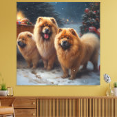 Chow Chow Snowy Sleigh Kerst Decor Canvas Afdruk (Insitu (Woonkamer))