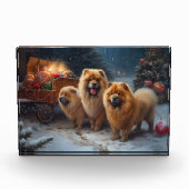 Chow Chow Snowy Sleigh Kerst Decor Fotoblokken (Voorkant)