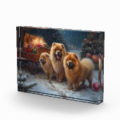 Chow Chow Snowy Sleigh Kerst Decor Fotoblokken (Rechts)