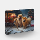 Chow Chow Snowy Sleigh Kerst Decor Fotoblokken (Links)