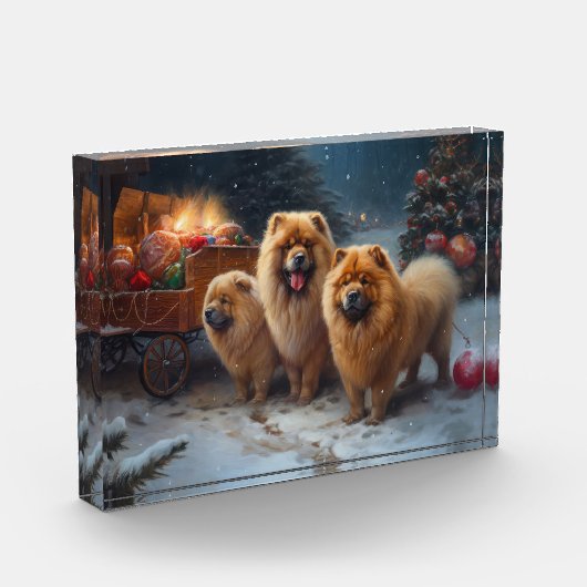 Chow Chow Snowy Sleigh Kerst Decor Fotoblokken (Links)
