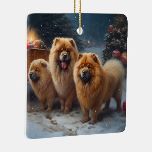 Chow Chow Snowy Sleigh Kerst Decor Keramisch Ornament (Rechts)