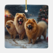Chow Chow Snowy Sleigh Kerst Decor Keramisch Ornament (Achterkant)