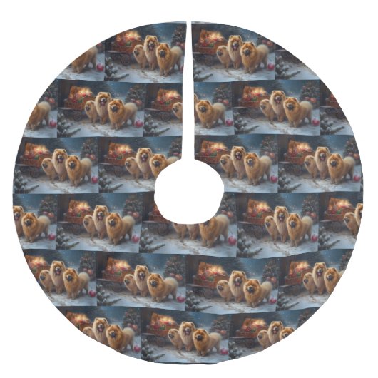 Chow Chow Snowy Sleigh Kerst Decor Kerstboom Rok (Voorkant)