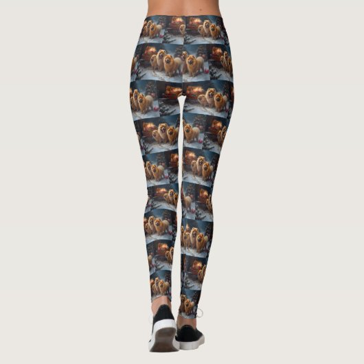 Chow Chow Snowy Sleigh Kerst Decor Leggings (Achterkant)