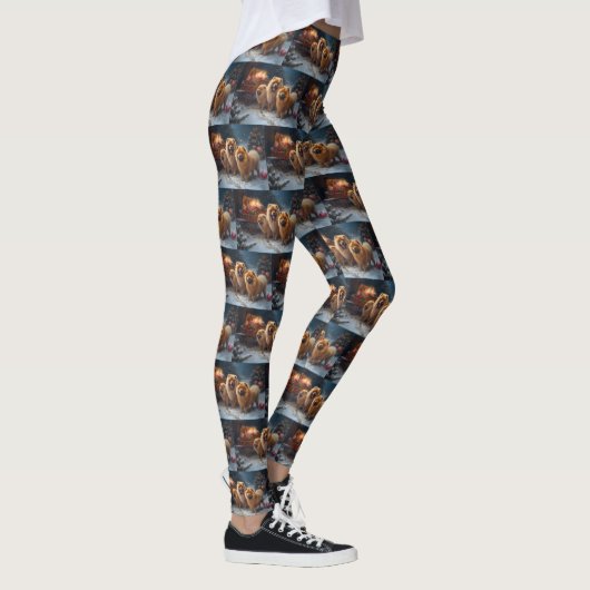 Chow Chow Snowy Sleigh Kerst Decor Leggings (Rechts)
