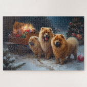 Chow Chow Snowy Sleigh Kerst Decor Legpuzzel (Horizontaal)