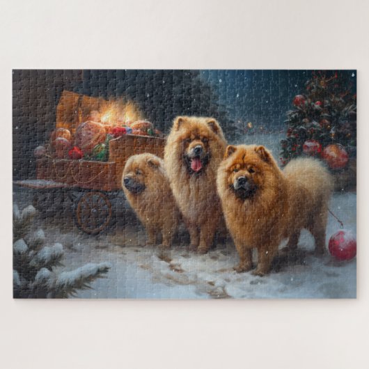 Chow Chow Snowy Sleigh Kerst Decor Legpuzzel (Horizontaal)