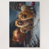 Chow Chow Snowy Sleigh Kerst Decor Legpuzzel (Verticaal)