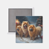 Chow Chow Snowy Sleigh Kerst Decor Magneet (Voorkant / Achterkant)
