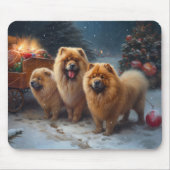 Chow Chow Snowy Sleigh Kerst Decor Muismat (Voorkant)