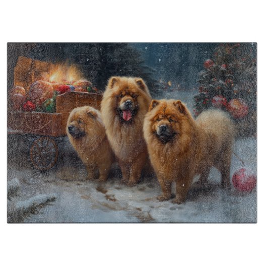 Chow Chow Snowy Sleigh Kerst Decor Snijplank (Voorkant)