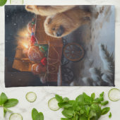 Chow Chow Snowy Sleigh Kerst Decor Theedoek (Gevouwen)