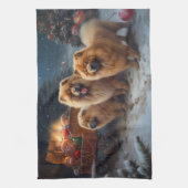 Chow Chow Snowy Sleigh Kerst Decor Theedoek (Verticaal)