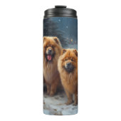 Chow Chow Snowy Sleigh Kerst Decor Thermosbeker (Voorkant)