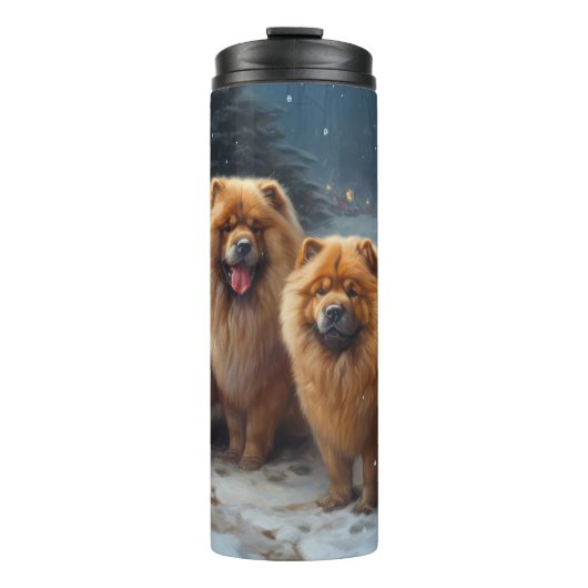 Chow Chow Snowy Sleigh Kerst Decor Thermosbeker (Voorkant)