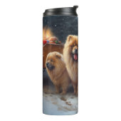 Chow Chow Snowy Sleigh Kerst Decor Thermosbeker (Gedraaid links)