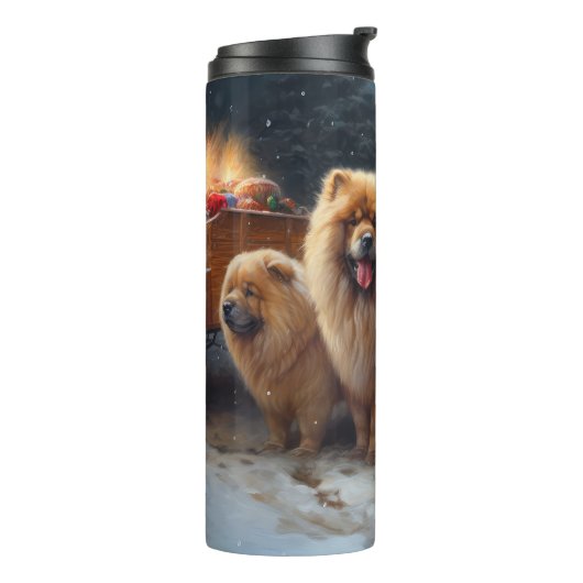 Chow Chow Snowy Sleigh Kerst Decor Thermosbeker (Gedraaid links)