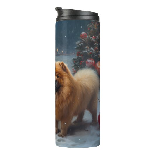 Chow Chow Snowy Sleigh Kerst Decor Thermosbeker (Geroteerd rechts)