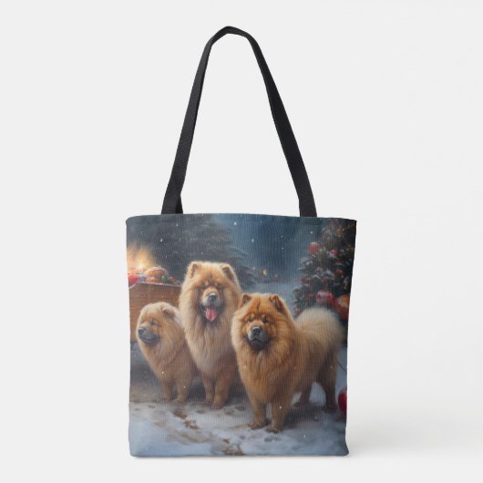 Chow Chow Snowy Sleigh Kerst Decor Tote Bag (Achterkant)